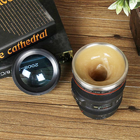 Ef24-105mm de caméra en acier inoxydable à sublimation personnalisée Tasses noires thermiques à objectif de caméra à brassage automatique