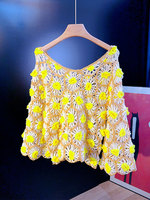 Creusé Crochet marguerite à manches longues Cardigan femmes 2025 automne hiver nouveau coupe ample Style frais vêtements d'extérieur haut
