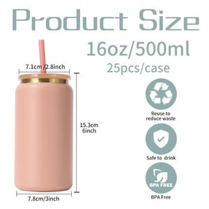 Tasse isotherme à double paroi en acier inoxydable de haute qualité, 16 oz (500 ml), revêtement poudré, isolation sous vide, sublimation, pour la bière - Product Image 5