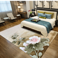 Tapis moderne fait à la main en laine de soie chinoise de luxe personnalisable en boucle tufté pour la maison salon résistant à l'humidité lavable
