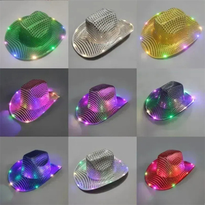 <span class=keywords><strong>Sombreros</strong></span> <span class=keywords><strong>de</strong></span> Vaquero con Lentejuelas Brillantes LED, Gorra Intermitente Luminosa para Hombres y Mujeres, para Carnaval, <span class=keywords><strong>Despedida</strong></span> <span class=keywords><strong>de</strong></span> <span class=keywords><strong>Soltera</strong></span>, Boda, Artículos para Fiestas - Product Image 4