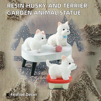 Statues de jardin miniatures en gros, figurines d'animaux en résine, chien Husky, West Highland White Terrier, sculpture moderne de Noël