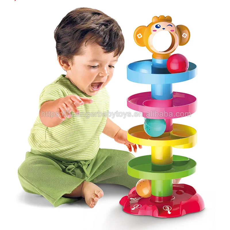 Huanger - Jogo sensorial de torre de bola rolante para crianças, jogo de 5 camadas com quebra-cabeça sensorial, ideal para crescer, brinquedo de trilha de bola rolante