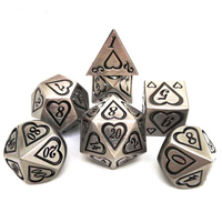 Dés polyédriques creux en alliage de zinc à faible MOQ, 7 pièces, gravés au laser, logo personnalisé, vente en gros d'usine, D&D RPG