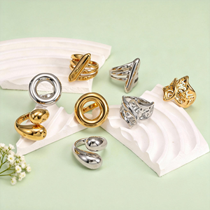 Juego <span class=keywords><strong>de</strong></span> Anillos al por Mayor, Chapados en <span class=keywords><strong>Oro</strong></span> <span class=keywords><strong>de</strong></span> 18K/24K, Acero Inoxidable Hipoalergénico, Resistentes al Agua y al Deslustre, Joyería <span class=keywords><strong>de</strong></span> Moda Afro-Boho - Product Image 4