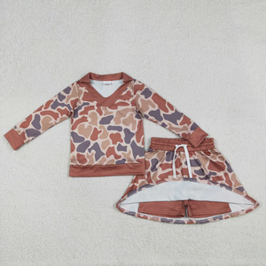Ropa para Bebés Recién Nacidos, Ropa para Niños al por Mayor, Ropa para Niñas, Conjuntos de Ropa para Bebés con Camiseta de Manga Larga con Estampado de Camuflaje, Falda y Pantalones Cortos - Product Image 4