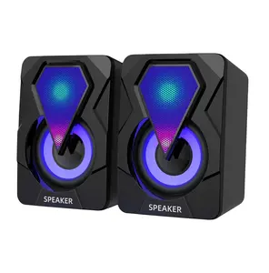 Home Theater Sound System USB PC RGB Plastic Speaker 7 Colors LED Light Pc Wired Usb Power Computer Rgb Led Gaming Speaker