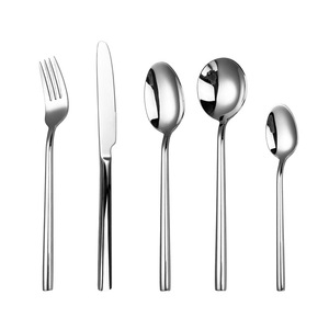Ensemble de couverts en acier inoxydable 304, manche rond épais, couteau à steak, fourchette, cuillère, pour restaurant et hôtel - Product Image 5
