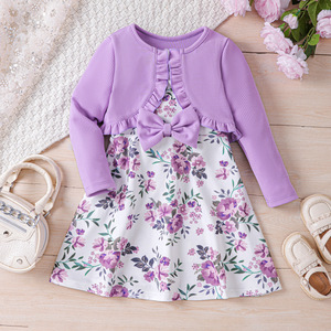 Abbigliamento per Bambine Nuova Collezione Primavera Autunno 100% Lana Tessuto Floreale Pettinato Antirughe Set Cardigan Lavorato <span class=keywords><strong>a</strong></span> Maglia Vendita Calda - Product Image 1