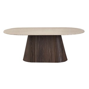 Offre Spéciale Usine : <span class=keywords><strong>Table</strong></span> <span class=keywords><strong>Basse</strong></span> Salon Style Américain en Bois MDF et Pierre Travertin, Meuble de Luxe pour la Maison - Product Image 6