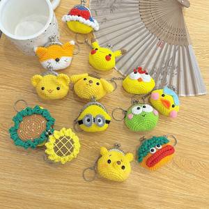 Cartera tejida de lana hecha a mano para niños y tarjetero exquisito diseño de dibujos animados bolsa de cosméticos de ganchillo con monedero y soporte para auriculares - Product Image 4