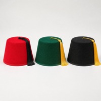 Costume de fête turc Tarboosh, chapeau Fez marocain rouge et vert avec pompon doré et noir, unisexe pour adultes