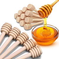 Mini palitos de miel de madera con logotipo personalizado de 4 pulgadas con herramienta de cuchara de 8CM para el hogar y el restaurante Aplicación de jarabe Producto de vajilla