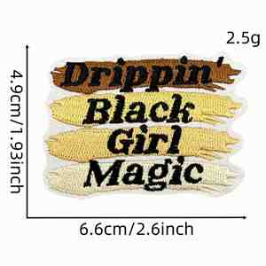 Iron on Embroidery Cartoon Black Girl Magic <b>Patch</b> for Clothes <b>Backpack</b> Decoration - Product Image 5
