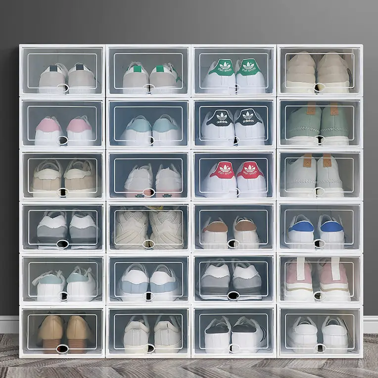 Clear Racks Space Saving Sneaker Men and Women Plastic Containers Shoe Rack Storage for Footwear Organization