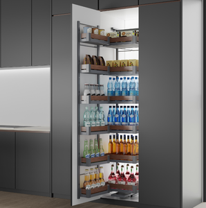 Galaxy Modern Custom High Pantry Wood Grain Aluminum Iron Soft Close Multifunction 6 Shelves Spice Racks <strong>Pull</strong> <strong>Basket</strong> <strong>Kitchen</strong> - Product Image 1