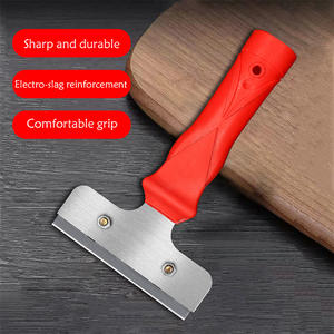 سكين تنظيف صغير بمقبض أحمر، مكشطة زجاج، مزيل غراء، سكين دفع البلاط، سكين إزالة النتوءات، مكشطة يدوية بمقبض طويل - Product Image 3