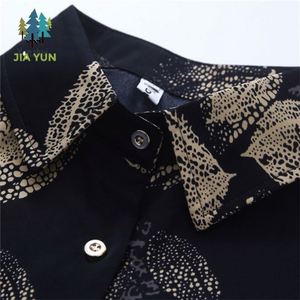 Blus Wanita Eropa Amerika Serikat Motif Bunga, Kerah Berdiri, Lengan Panjang, Kancing Hitam, Kerah Lapel, Model Longgar, Logo Depan - Product Image 6