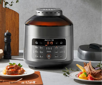Autocuiseur électrique multifonctionnel Friteuse à air 2-en-1 Contrôle LCD 4.1-5L Capacité 1200W Efficacité énergétique A + Surchauffe