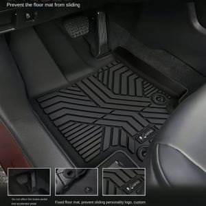 ZHIXIN Cross-Border 2015-2024 for <b>Runner</b> Left Rudder Leather TPE Luxury Car Mat Full Set 5-Piece <b>Black</b> - Product Image 3