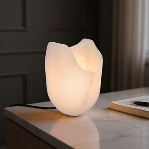 Lámpara de Mesa LED de Mármol Blanco Ecológica de Estilo Moderno con Pantalla Translúcida Natural - Product Image 4