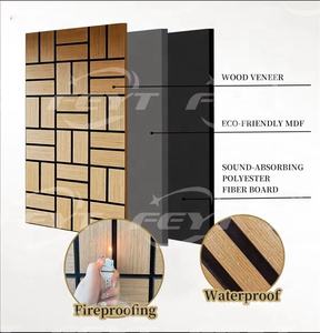 Panneaux muraux acoustiques en MDF personnalisables FEYT Factory, feutre insonorisant et bois, panneau mural décoratif intérieur pour bureau - Product Image 3