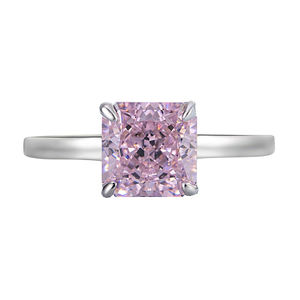 変色しないレディース925シルバーアッシャーカット8mmキュービックジルコニアリング、約束、記念日、イエローダイヤモンドリング、ジュエリー用品 - Product Image 4