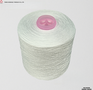 Kualitas Premium 80/2 <span class=keywords><strong>100</strong></span>% benang jahit poliester mentah putih ketahanan tinggi benang pintal - Product Image 1