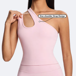 पुनर्नवीनीकरण स्पोर्ट्स बनिट जिम कसरत योग सक्रियवियर एथलेटिक टॉप थोक एक कंधे से महिला फिटनेस के लिए खेल ब्रा - Product Image 2