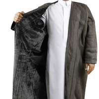 Manteau d'hiver pour homme en daim saoudien Farwa, à capuche, doublé Sherpa, style Bisht, longue robe, Thobe arabe musulman, vêtement d'extérieur chaud et épais