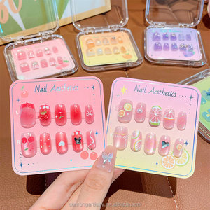 Uñas <span class=keywords><strong>Postizas</strong></span> para Niños, Uñas Acrílicas Artificiales para Niños Pequeños, con Diseño de Frutas y Fresas - Product Image 4