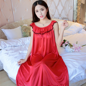 H801 # ฤดูร้อนเวอร์ชั่นเกาหลีชุดนอนสตรีขนาดพิเศษชุดโจ๊กเกอร์เซ็กซี่ผ้าไอซ์ซิลค์ชุดนอนกันหนาว - Product Image 2