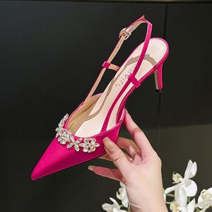 Zapatos de Tacón con Pedrería, Elegantes y Sensuales, de Seda Azul, Tacones Finos de Lujo para Damas - Product Image 3