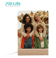 Cadres photo en acrylique personnalisables par sublimation, bases de lampe LED en bois, veilleuses 3D pour cadeaux personnalisés