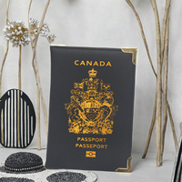 Portefeuille de voyage en cuir PU Wriza pour passeport canadien, avec blocage RFID, porte-cartes d'identité, pour la promotion touristique et les cadeaux d'affaires, noir