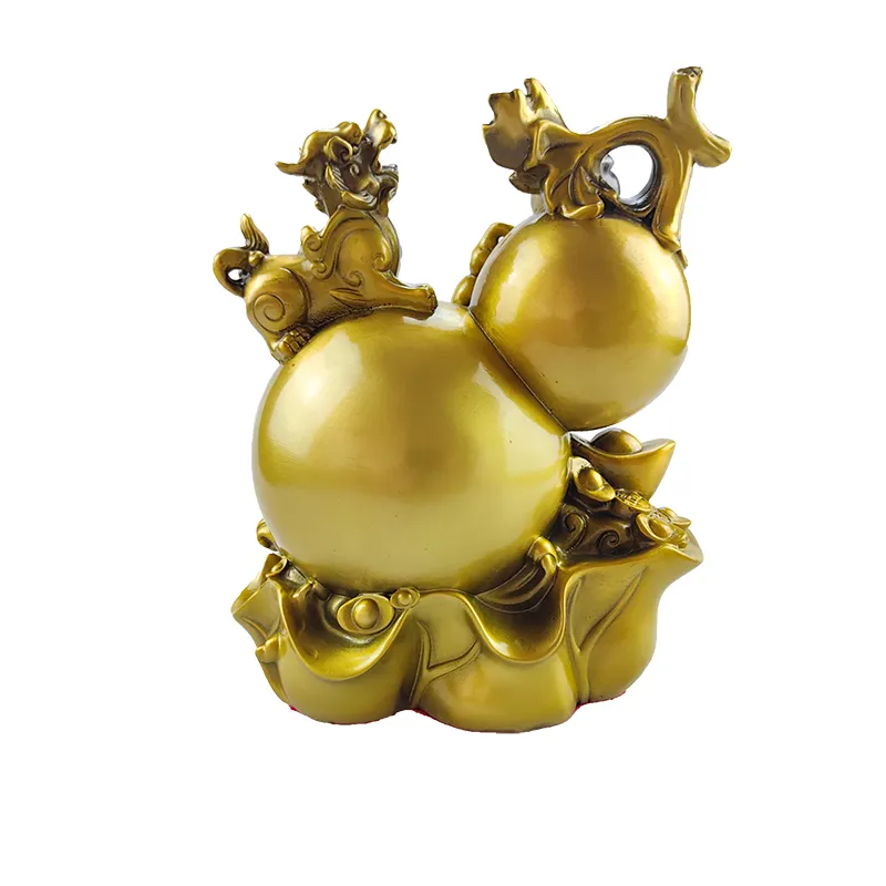 Diseño personalizado decoración del hogar producto de la fortuna botella de oro de cobre tradicional chino artesanía de calabaza