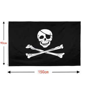 Bandera personalizada 3x5ft Jolly Roger Pirate Dead Man Chest Flags Crossbones Sabres Swords Impreso digital para <span class=keywords><strong>seguro</strong></span> automotriz - Product Image 6