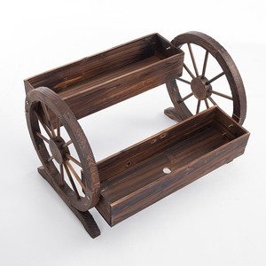 Carbonized Wood Wheel Flower <b>Pots</b> Vintage Garden Planters Outdoor Balcony Solid Wood Flower Boxes For Plants - Product Image 4