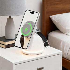 मिनी मजबूत चार्जर की अगुवाई वाली नाइट लाइट चुंबकीय 4-इन-1 फोल्डेबल वायरलेस चार्जर स्टेशन माइक्रोफोन फास्ट चार्जिंग - Product Image 2