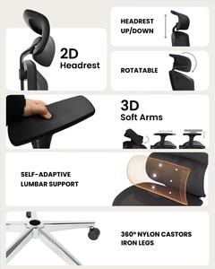 Silla de escritorio del Sáhara Occidental 2024, Lumbar muebles ergonómicos, caja de acero, caja de acero, silla de gesto, sillas de oficina azules a la venta - Product Image 4