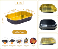 Emballage alimentaire à emporter, barquette jetable, gobelet à pâtisserie, noir or, écologique, emballage alimentaire en aluminium avec couvercle