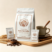 Sachet de café en aluminium à fond plat, scellé sur huit côtés, imprimé par gravure, résistant à l'humidité, conception personnalisée