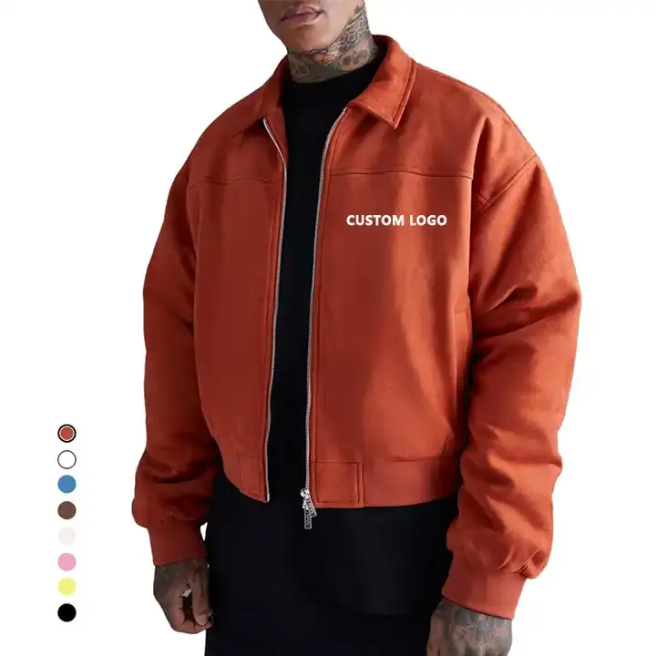 Jaqueta de trabalho masculina personalizada de alta qualidade com zíper duplo para exterior com zíper grande e jaqueta curta de formato quadrado