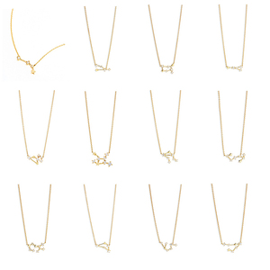 RINNTIN XP065 clásico exquisito 925 <span class=keywords><strong>plata</strong></span> esterlina doce constelaciones Logo colgante collar encanto Collar para mujer - Product Image 2
