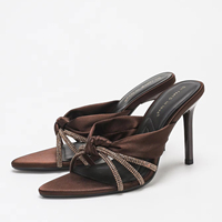 Sandales élégantes à talons hauts avec strass et bout ouvert pour femmes Mode haut pour l'été Type de fermeture à enfiler