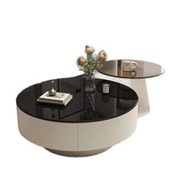 Table basse et table à thé en verre moderne, design minimaliste de luxe léger, rangement multifonctionnel pour petits salons