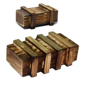 厂家直销迷你中国魔术木制拼图盒带2个秘密抽屉