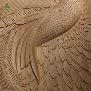 Peinture suspendue 3D sculptée à la main texture bois massif hall d'hôtel villa ornements d'art décoratif - Product Image 5