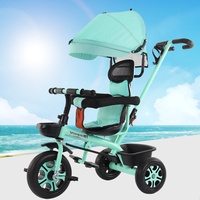 Tricycle 4-en-1 pour enfants de 1 à 5 ans avec pare-soleil, poussette bébé, pédale, chariot de poussée 10LBS, voiture, trottinette d'extérieur pliable