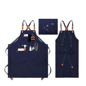 Tablier de travail en toile imperméable à bretelles croisées, multi-poches, pour chef, barbier, menuisier, artiste - Product Image 4